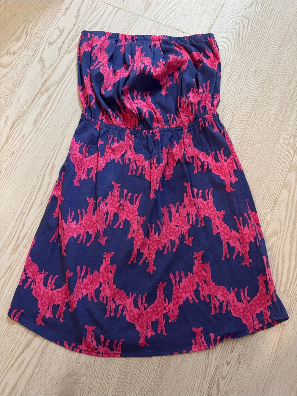 Lilly Strapless Dress with Pink Giraffe Print